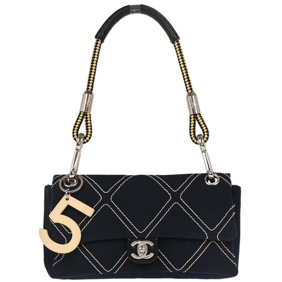 Chanel Navy Canvas No. 5 Handbag - Picture 1 of 10